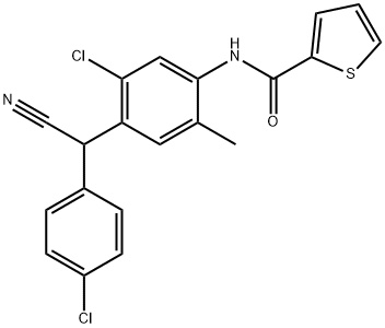 N-{5-chloro-4-[(4-chlorophenyl)(cyano)methyl]-2-methylphenyl}thiophene-2-carboxamide 구조식 이미지