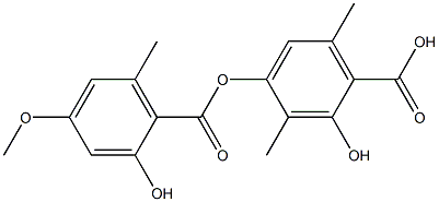 Benzoicacid, 2-hydroxy-4-[(2-hydroxy-4-methoxy-6-methylbenzoyl)oxy]-3,6-dimethyl- Structure