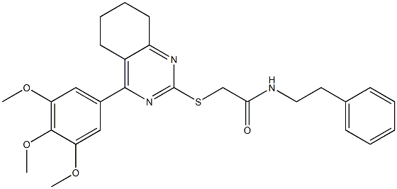 N-(2-phenylethyl)-2-[[4-(3,4,5-trimethoxyphenyl)-5,6,7,8-tetrahydroquinazolin-2-yl]sulfanyl]acetamide Structure