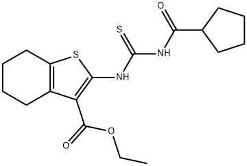 ethyl 2-({[(cyclopentylcarbonyl)amino]carbonothioyl}amino)-4,5,6,7-tetrahydro-1-benzothiophene-3-carboxylate Structure