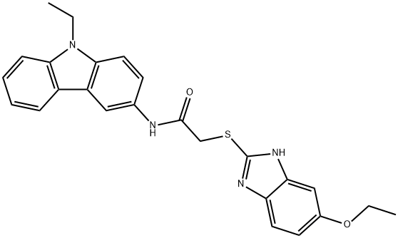 2-[(5-ethoxy-1H-benzimidazol-2-yl)sulfanyl]-N-(9-ethyl-9H-carbazol-3-yl)acetamide Structure