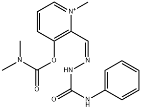 3-((dimethylcarbamoyl)oxy)-1-methyl-2-((2-(phenylcarbamoyl)hydrazono)methyl)pyridin-1-ium Structure