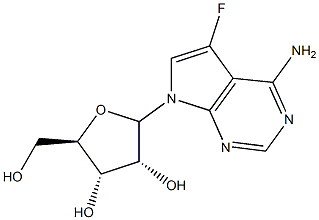 4-Amino-5-fluoro-7-(-D-ribofuranosyl)-7H-pyrrolo[2.3-d]-pyrimidine 구조식 이미지