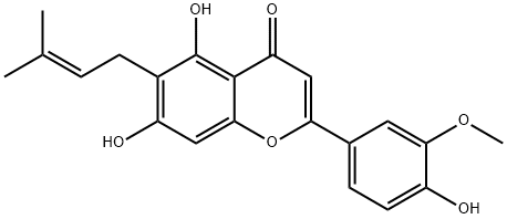 5,7-dihydroxy-2-(4-hydroxy-3-methoxyphenyl)-6-(3-methylbut-2-enyl)chromen-4-one 구조식 이미지