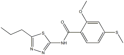 2-methoxy-4-methylsulfanyl-N-(5-propyl-1,3,4-thiadiazol-2-yl)benzamide 구조식 이미지