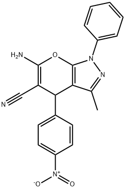 Pyrano[2,3-c]pyrazole-5-carbonitrile,6-amino-1,4-dihydro-3-methyl-4-(4-nitrophenyl)-1-phenyl- Structure