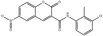 N-(3-chloro-2-methylphenyl)-6-nitro-2-oxo-2H-chromene-3-carboxamide 구조식 이미지