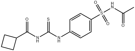 N-[[4-(acetylsulfamoyl)phenyl]carbamothioyl]cyclobutanecarboxamide 구조식 이미지