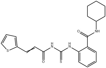 N-cyclohexyl-2-[({[3-(2-thienyl)acryloyl]amino}carbonothioyl)amino]benzamide 구조식 이미지