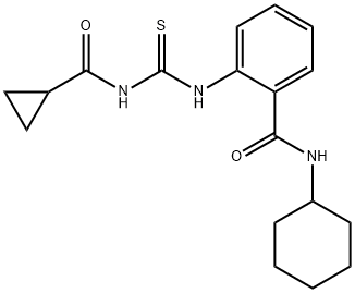 N-cyclohexyl-2-(cyclopropanecarbonylcarbamothioylamino)benzamide 구조식 이미지