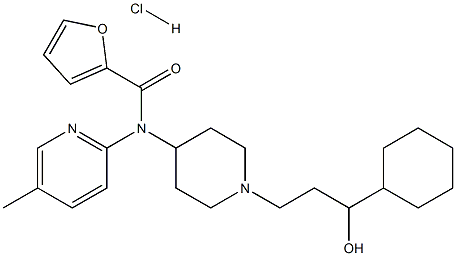 2-Furancarboxamide, N-[1-(3-cyclohexyl-3-hydroxypropyl)-4-piperidinyl]-N-(5-methyl-2-pyridinyl)-, hydrochloride Structure