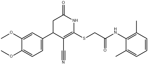 2-((3-cyano-4-(3,4-dimethoxyphenyl)-6-oxo-1,4,5,6-tetrahydropyridin-2-yl)thio)-N-(2,6-dimethylphenyl)acetamide Structure