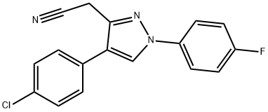 2-(4-(4-chlorophenyl)-1-(4-fluorophenyl)-1H-pyrazol-3-yl)acetonitrile 구조식 이미지