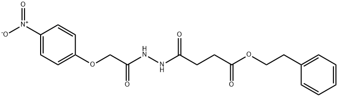 2-phenylethyl 4-{2-[(4-nitrophenoxy)acetyl]hydrazino}-4-oxobutanoate 구조식 이미지