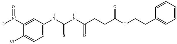 2-phenylethyl 4-({[(4-chloro-3-nitrophenyl)amino]carbonothioyl}amino)-4-oxobutanoate 구조식 이미지