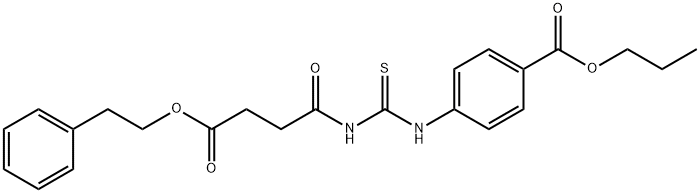 propyl 4-[({[4-oxo-4-(2-phenylethoxy)butanoyl]amino}carbonothioyl)amino]benzoate 구조식 이미지