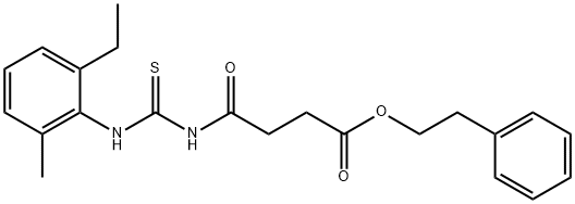 2-phenylethyl 4-({[(2-ethyl-6-methylphenyl)amino]carbonothioyl}amino)-4-oxobutanoate 구조식 이미지