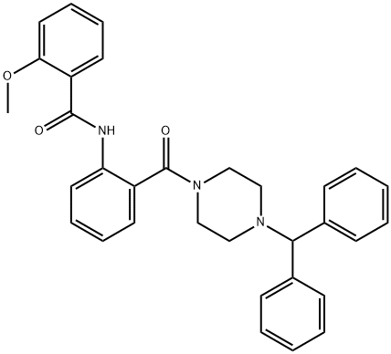 N-(2-{[4-(diphenylmethyl)-1-piperazinyl]carbonyl}phenyl)-2-methoxybenzamide 구조식 이미지