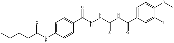 3-iodo-4-methoxy-N-({2-[4-(pentanoylamino)benzoyl]hydrazino}carbonothioyl)benzamide Structure