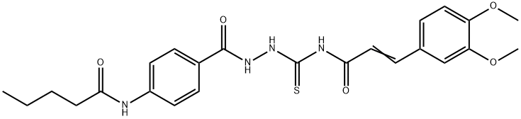 3-(3,4-dimethoxyphenyl)-N-({2-[4-(pentanoylamino)benzoyl]hydrazino}carbonothioyl)acrylamide 구조식 이미지