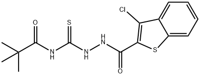 N-[[(3-chloro-1-benzothiophene-2-carbonyl)amino]carbamothioyl]-2,2-dimethylpropanamide Structure