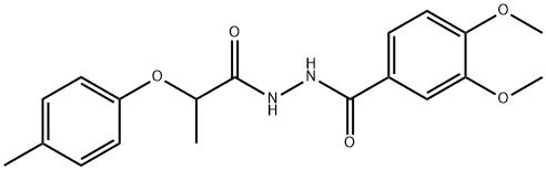 3,4-dimethoxy-N'-[2-(4-methylphenoxy)propanoyl]benzohydrazide Structure