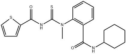 N-{[{2-[(cyclohexylamino)carbonyl]phenyl}(methyl)amino]carbonothioyl}-2-thiophenecarboxamide 구조식 이미지