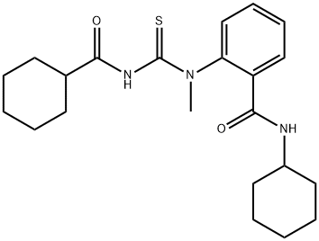 N-cyclohexyl-2-[{[(cyclohexylcarbonyl)amino]carbonothioyl}(methyl)amino]benzamide 구조식 이미지