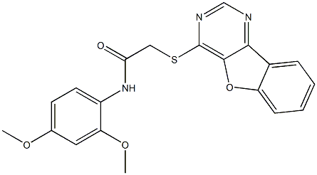 2-(benzofuro[3,2-d]pyrimidin-4-ylthio)-N-(2,4-dimethoxyphenyl)acetamide Structure