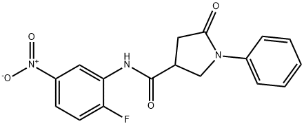 N-(2-fluoro-5-nitrophenyl)-5-oxo-1-phenylpyrrolidine-3-carboxamide 구조식 이미지