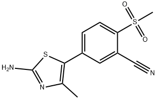 5-(2-AMINO-4-METHYLTHIAZOL-5-YL)-2-(METHYLSULFONYL)BENZONITRILE 구조식 이미지