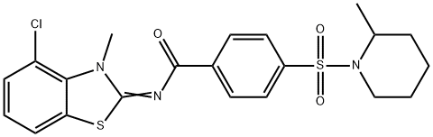 (E)-N-(4-chloro-3-methylbenzo[d]thiazol-2(3H)-ylidene)-4-((2-methylpiperidin-1-yl)sulfonyl)benzamide 구조식 이미지