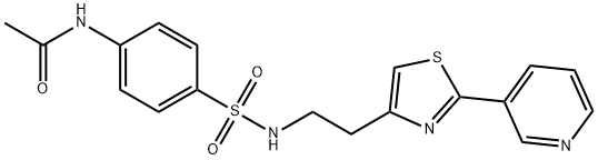 N-(4-(N-(2-(2-(pyridin-3-yl)thiazol-4-yl)ethyl)sulfamoyl)phenyl)acetamide 구조식 이미지