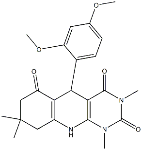 5-(2,4-dimethoxyphenyl)-1,3,8,8-tetramethyl-5,7,9,10-tetrahydropyrimido[4,5-b]quinoline-2,4,6-trione Structure