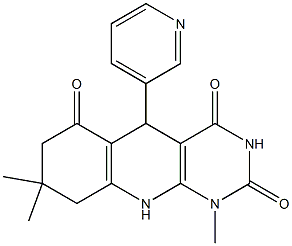 1,8,8-trimethyl-5-pyridin-3-yl-5,7,9,10-tetrahydropyrimido[4,5-b]quinoline-2,4,6-trione Structure