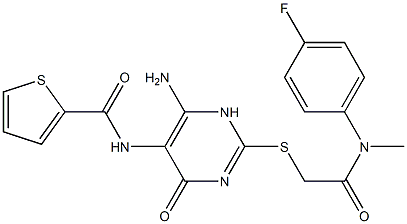 N-[6-amino-2-[2-[(4-fluorophenyl)methylamino]-2-oxoethyl]sulfanyl-4-oxo-1H-pyrimidin-5-yl]thiophene-2-carboxamide Structure