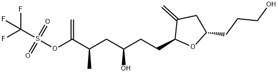 Methanesulfonic acid, trifluoro-, (2R,4R)-4-hydroxy-2-methyl-1-methylene-6-[(2S,5S)-tetrahydro-5-(3-hydroxypropyl)-3-methylene-2-furanyl]hexyl ester (9CI) 구조식 이미지