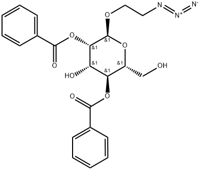 (2S,3S,4S,5S,6R)-2-(2-azidoethoxy)-4-hydroxy-6-(hydroxymethyl)tetrahydro-2H-pyran-3,5-diyl dibenzoate Structure