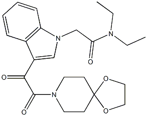 2-[3-[2-(1,4-dioxa-8-azaspiro[4.5]decan-8-yl)-2-oxoacetyl]indol-1-yl]-N,N-diethylacetamide Structure