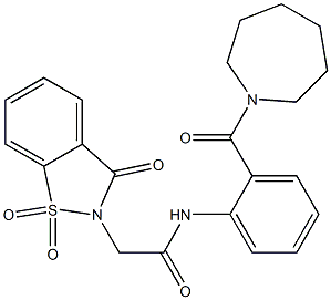 N-[2-(azepane-1-carbonyl)phenyl]-2-(1,1,3-trioxo-1,2-benzothiazol-2-yl)acetamide Structure