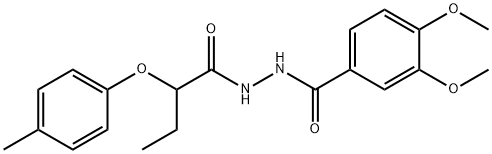 3,4-dimethoxy-N'-[2-(4-methylphenoxy)butanoyl]benzohydrazide Structure