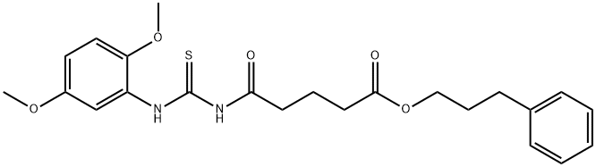 3-phenylpropyl 5-({[(2,5-dimethoxyphenyl)amino]carbonothioyl}amino)-5-oxopentanoate Structure