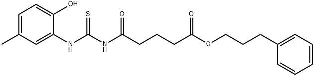 3-phenylpropyl 5-({[(2-hydroxy-5-methylphenyl)amino]carbonothioyl}amino)-5-oxopentanoate 구조식 이미지
