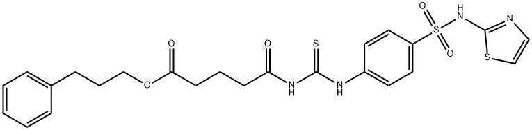 3-phenylpropyl 5-oxo-5-{[({4-[(1,3-thiazol-2-ylamino)sulfonyl]phenyl}amino)carbonothioyl]amino}pentanoate 구조식 이미지