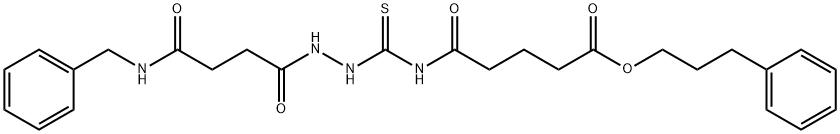 3-phenylpropyl 5-[({2-[4-(benzylamino)-4-oxobutanoyl]hydrazino}carbonothioyl)amino]-5-oxopentanoate 구조식 이미지