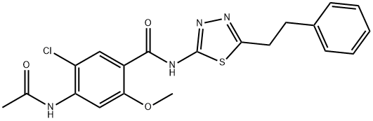 4-(acetylamino)-5-chloro-2-methoxy-N-[5-(2-phenylethyl)-1,3,4-thiadiazol-2-yl]benzamide Structure