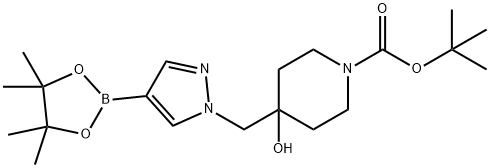 tert-butyl 4-hydroxy-4-{[4-(tetramethyl-1,3,2-dioxaborolan-2-yl)-1H-pyrazol-1-yl]methyl}piperidine-1-carboxylate 구조식 이미지