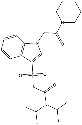 2-[1-(2-oxo-2-piperidin-1-ylethyl)indol-3-yl]sulfonyl-N,N-di(propan-2-yl)acetamide Structure