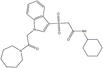 2-[1-[2-(azepan-1-yl)-2-oxoethyl]indol-3-yl]sulfonyl-N-cyclohexylacetamide Structure