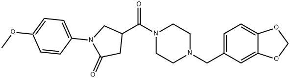 4-{[4-(1,3-benzodioxol-5-ylmethyl)piperazin-1-yl]carbonyl}-1-(4-methoxyphenyl)pyrrolidin-2-one Structure